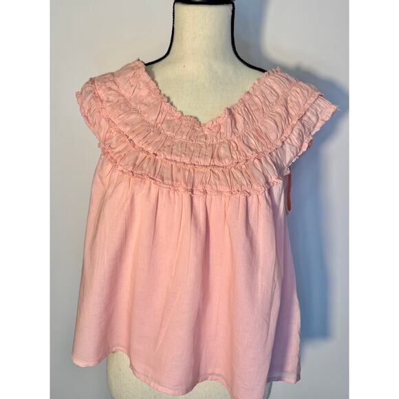J Crew Peach Sleeveless Tank Top Coral Ruffled Crop Top Blouse Size M NWT - Picture 3 of 9